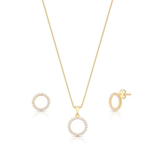 Conjunto Circle Cravejado Dourado