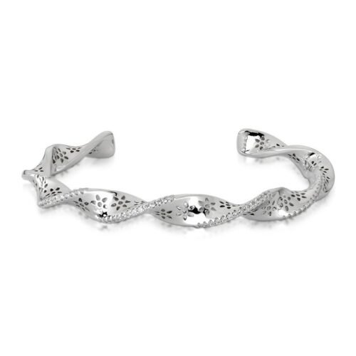 Bracelete Torcido de Flor com Zircônias