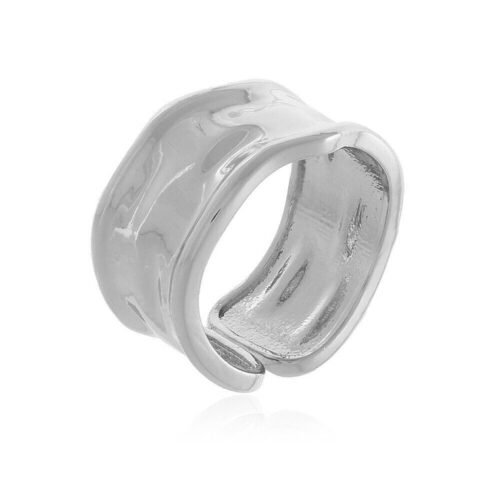 Anel Orgânico Largo Prateado - Ajustável