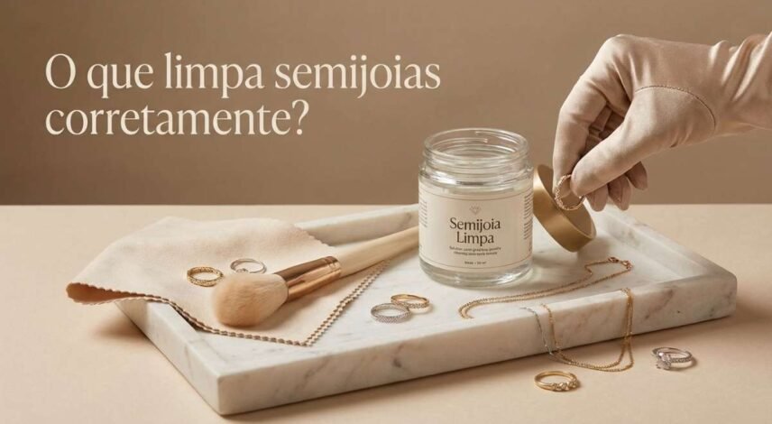 High-end editorial photography for: O que limpa semijoias corretamente? Do prático ao ritual de renovação